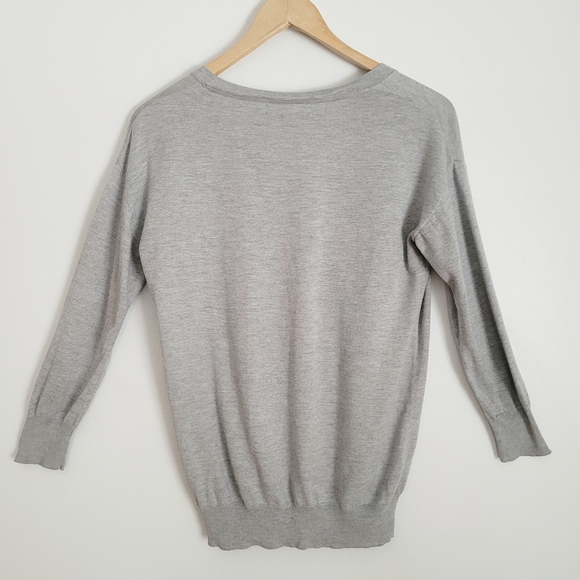 Banana Republic | Silk Blend V Neck Knit Grey Lightweight Sweater - S - Picture 7 of 9